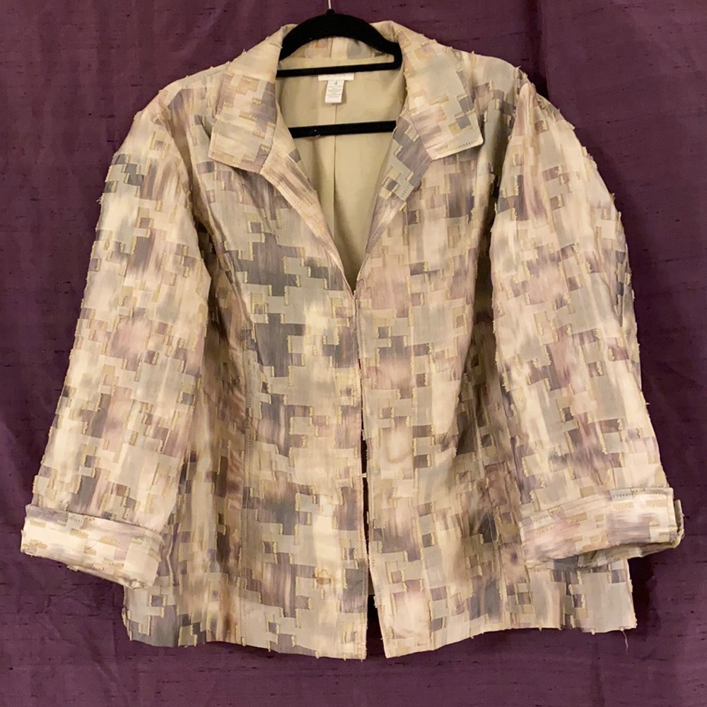 Chico’s Jacket W/ Interlocking Fringed Pattern - image 1